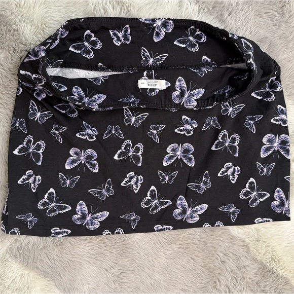Y2K inspired Black Mini Skirt | Retro Neon Butterfly Print - Picture 5 of 5